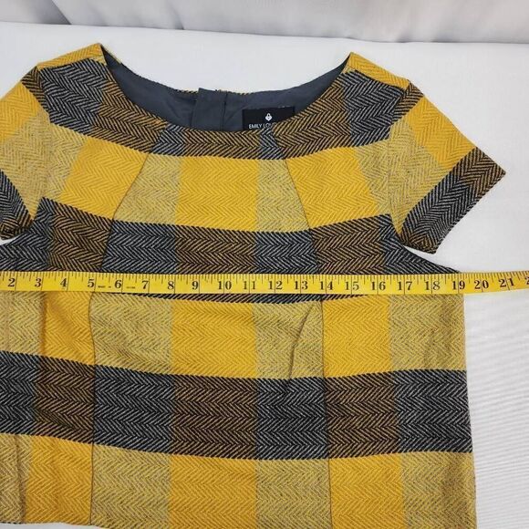 Emily Lovelock Size Medium Plaid Crop Wool Blend Blouse Women's Top Fall Yellow - Picture 4 of 6